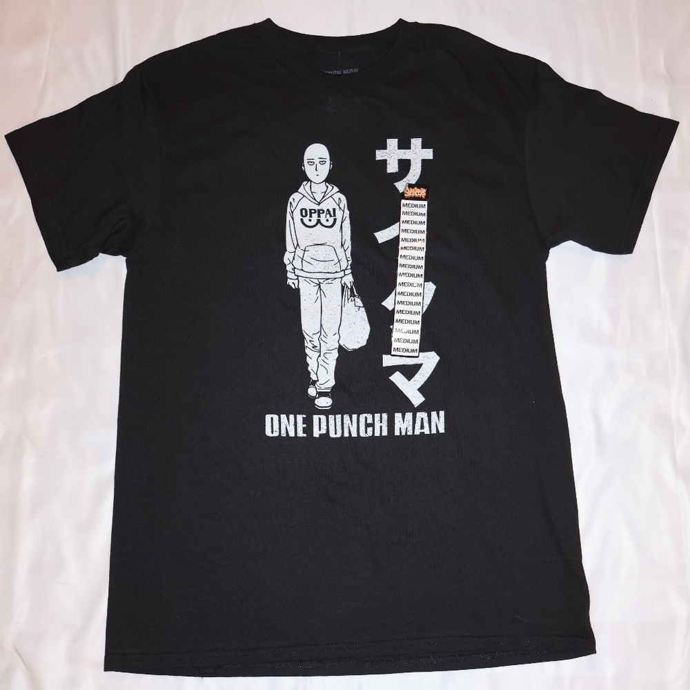 One Punch Man Saitama Black Short Sleeve T-Shirt. Medium. NWT.